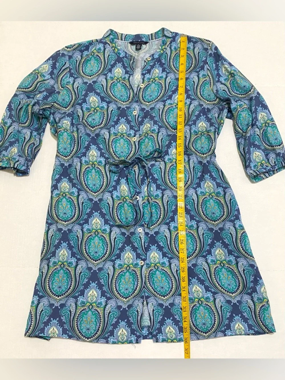 Tommy Hilfiger Womens XL Blue Paisley LongSleeve Utility Button-Front Mini Dress - Picture 11 of 14